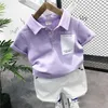 Kleidungssets Kinderset Jahr Kleinkind Kinder Sommerkleidung Baby Jungen Kurzarm Revers T-Shirts TopsShorts Outfits Set Kinder Sportanzug