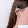 Orecchini con retro a vite con chiusura a clip Polsini con orecchio elfo avvolgente con foglie e clip di fiori Manica ad ala senza perforazione Earcuff da sposa Dhkci