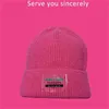 Beanies Beanie/Skull Caps Rosy Pink Knited Hat Wool Keep Warm Beanie Student Tide Ins 2023 Women Autumn Winter Spring Stripe Letter Female