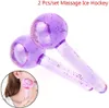 Masseur pour le visage Grande beauté Hockey sur glace Énergie Beauté Boule de cristal Refroidissement Globes de glace Vague d'eau Massage du visage et des yeux Soins de la peau 2pcsBox 230211