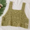 Women's Tanks Women Sleeveless Crop Tank Top Hollow Out Crochet Knitted Geometric Floral Camisole Square Neck Loose Sweater Vest