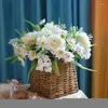 Decorative Flowers Carnation Dew Lotus Artificial Flower Silk Hydrangea Long Branch Bouquet For Wedding Home Decoration Fake Plant Bunch