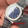 Wristwatches NH35 Dress 40mm Automatic Movement Blue Dial Sapphire Glass Date Mental Strap Square Case Solid Back