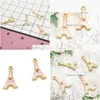 Charms 200pcs/Lot Candy Pink Effel Tower Wiselant Gold Gold Stated 11x21 mm do tworzenia biżuterii DIY Craft Downot 202 DH9gu