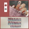 Faux Ongles 24pcs Faux Avec Des Conceptions En Métal Couleur Miroir Long Cercueil Sharp Plein Nail Art Conseils Beauté Appuyez Sur