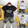 Abbigliamento Kid Y Boy Veste Cotton Letter Manica corta Camo Pant Set da indossare per bambini