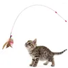 Cat Toys Funny Feather With Bell Long Rod Stick Toy för kattunge som spelar teaser Wand Interactive Supplies