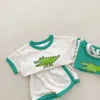 Комплекты одежды Summer Wear Yearold Cartoon Dinosaur костюм с коротким рукавом детский хлопок шорты для футболки повседневная спортивная одежда