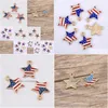 Charms Bk 200Pcs/Lot Enamel American Flag Star Pendant Patriotic 16X15Mm Good For Handmade Jewelry Making Drop Delive Dhxtb