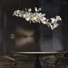 Lampadari Modern Ginkgo Leaf LED Tree Branch Soffitto Lampada a sospensione Decorazione camera da letto Luci Villa Scale Illuminazione per interni