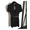 23SS新しいデザイナーレディースドレスTシャツ気質プリントレトロフリルラウンドネックショートスリーブクラシックファッションラグリーズ女性ドレスストリートウェミング衣服サイズS-XL