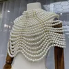 Łańcuchy imitacja Pearl Beaded BIB Choker Naszyjnik łańcuch nadwozia szal z kołnierzem biżuteria odzież luksusowa impreza