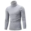 Herrtröjor Autumn och vintermän turtleneck tröja stickad tröja krage varm pullover smal casual gzb134