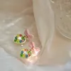 Boucles d'oreilles pendantes nœud papillon coeur pour femmes cristal coloré belle douce conception inhabituelle coréen fête cadeau en gros