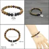 Beaded Strands Handmade Natural Stone Lotus Beads Bracelet Tiger Eye Charm For Women Men Yoga Jewelry Gifts Drop Delivery Bracelets Dhkql