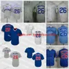 Niestandardowe koszulki baseballowe Vintage 26 Billy Williams Mens 1968 Cotton Grey Białe Blue Scheds Setki koszulki