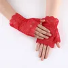 3 Ensembles/Pack Fournitures de Fête Gants de Cosplay Élastiques en Dentelle Demi-Doigts 18,5 cm de Longueur Femme Halloween Court Dîner Sexy Performance Mitaines de Mariage à l'épreuve du Soleil