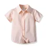 Kläder sommarår pojkar sätter rosa skjorta shorts vita bälte barn solida kläder mode barnkläder kostym