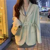 Women's Suits & Blazers Women Gray Irregular Big Size Blazer Lapel Long Sleeve Loose Fit Jacket Fashion Tide Spring Autumn 2023 Solid