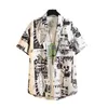 Camicie casual da uomo Tasca applicata Asciugatura rapida Versatile Modello di lettera estiva Stampa Camicia da vacanza hawaiana Abbigliamento quotidiano