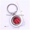 Key Rings 3D Sports Rotating Football Ring Basketball Souvenirs Golf Pendant Metal Gifts Hip Hop Jewelry Woman 3355 Q2 Drop Delivery Dh2Ds