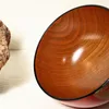 Bowls Handmade Wood Red Wooden Japanese With Golden Leaf Paintings Tableware For Rice Noodle Soup Dip Salad Tea Sushi