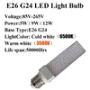 9W E26 G24 LED-gl￶dlampa 5W ers￤ttning G23D-2 LED-kontakt i eftermontering Horisontell inf￤lld ned￥t gl￶dlampa plugg play vit 6500k oemled