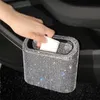 Waste Bins Glitter Trash Can Auto Supplies Storage Box Garbage Grabber Bling Interior Accessories Square Pressing Car Trash Bin 230210