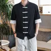 Ethnic Clothing Men Qipao Tops Tang Suit Traditional Chinese Style Hanfu Zen Art Casual Blouse Cotton T-shirt Samurai Haori