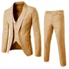 Heren Pakken Blazers 3 stuks Zwart Elegant Suitspants Brand Slim Fit Single Button Party Formele zakelijke jurk Suit Terno Trouwpakken voor mannen 230213