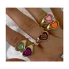 Bandringen ins dubbele laag liefde hart ring vintage druppelolie voor vrouwen meisjes mode sieraden levering dhihc