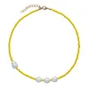 Choker tauam gula fröpärlor halsband för kvinnor mode simulerad pärla boho vintage streetwear collier femme