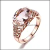 Bagues De Grappe Sier De Luxe En Or Rose Diamant Bague De Mariage Avec Prongs Coussin Coupe Morganite Fiançailles Drop Livraison Bijoux Dh1H8