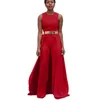 Women's Jumpsuits & Rompers 2023 Women Long Pants Sexy Red Slim Sleeveless Round Neck Romper Streetwear Club Elegant Playsuit Overalls WF828