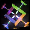 Party Favor Diy Hand Throw Led Lighting Up Flying Glider Plane Toys Foam Airplane Model Outdoor Games Flash Luminous For Dhk2E