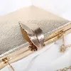 Koppelingszakken Luxy Moon Women S Wedding Gold Purse Ladies Handtas Party voor bruids metalen bladvergrendeling schouder ZD1524 230213