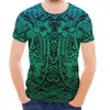 Tatuagem de camisetas masculinas e estampa floral estampa de estilo tradicional de estilo polinésio de roupas masculinas de colagem de gola alta esportes de verão havaianos de verão