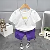 Clothing Sets Children's Fashion Sports Suit Years Summer Simple Design Boys Girls Cute Casual Round Neck Tshirt Shorts Piece Set