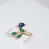 Band Rings Kinel New Vintage Leaf Ring for 585 Rose Gold With Natural Zircon Simple Korean Women Ring High Quality Daily Fine Jewelry 2022 G230213