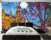 Wallpapers Houses Evening Christmas Trees Branches Tower City Ktv Bar Living Room Tv Sofa Wall Bedroom 3d Po