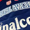 Camiseta de baloncesto de calidad superior personalizada Peja Stojakovic # 8 Serbia Jugoslavija Cualquier nombre Número Tamaño 2XS-3XL Blanco Azul
