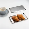 Plates Small Rectangle Tray For Bathroom Serving Vanity Organizer SUS304 Stainless Steel 8 X 4.5 Inch (Silver)