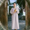 캐주얼 드레스 요한 여성 양모 드레스 빈티지 옷 2023 겨울 3 컬러 버튼 긴 소매 느슨한 고품질