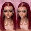 Perruque Bob Lace Front Wig synthétique lisse et gingembre Orange, cheveux naturels transparents, à reflets courts, pour femmes