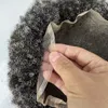 Peruanischer Echthaar-Ersatz, 6 mm Welle, #1, graues Vollspitze-Toupet für schwarze Männer