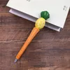 Gel Pens Creative Woodcarving Animal Pen Craft Gift Pineapple Sun Flower Giraffe Shape Signature Office Accessories