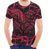 Tatuagem de camisetas masculinas e estampa floral estampa de estilo tradicional de estilo polinésio de roupas masculinas de colagem de gola alta esportes de verão havaianos de verão