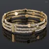 Bangle Fashion Elegant Women 3 Row Wristband Bracelet Crystal Cuff Bling Lady Gift Bracelets & Bangles B020