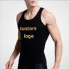 Men's Tank Tops Custom Logo Men Muscle Sleeveless Top Casual Tight Vest Round Neck Sports Fitness Workout Bodybuilding Running