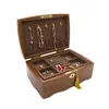 Sieradendozen houten sieraden organisator doos met slot dubbele laag sieraden opslag cases dames ringen ketting cadeaubozen 230211